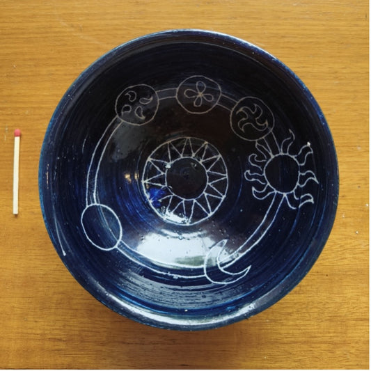 129 Relish Bowl with Sgraffito