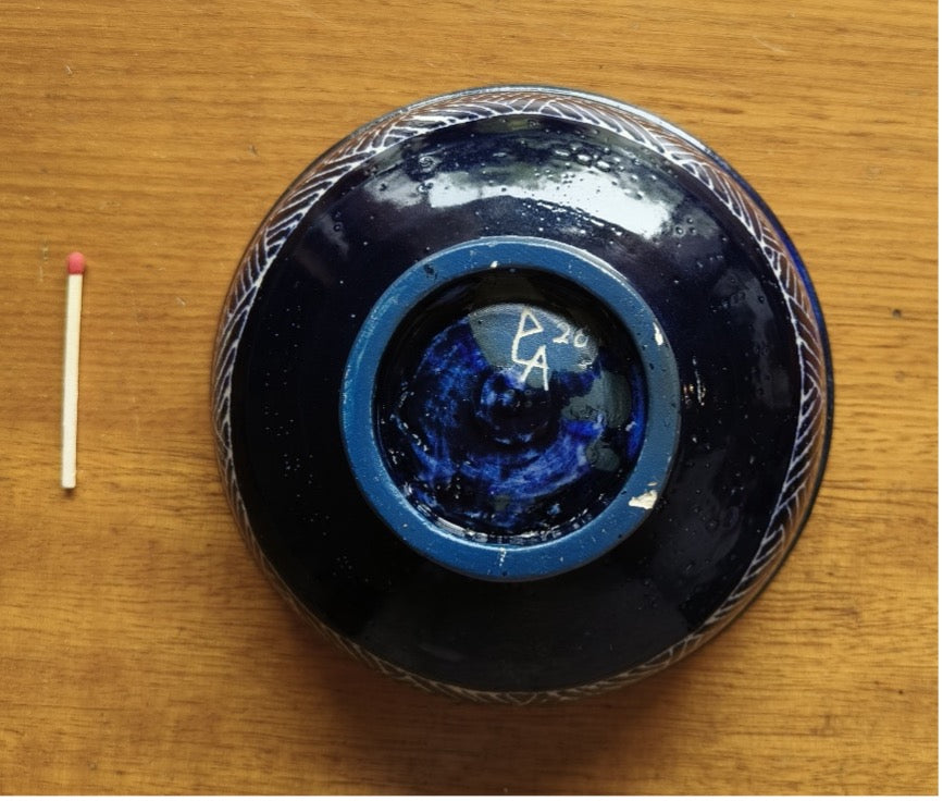 129 Relish Bowl with Sgraffito