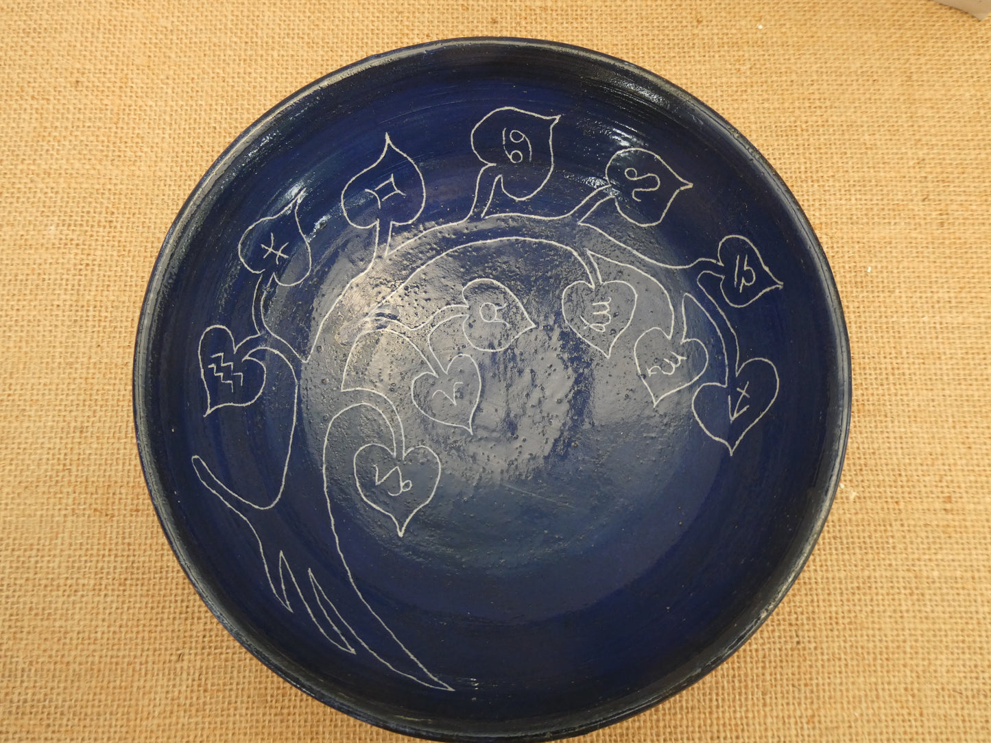 083 Cobalt glazed spaghetti bowl