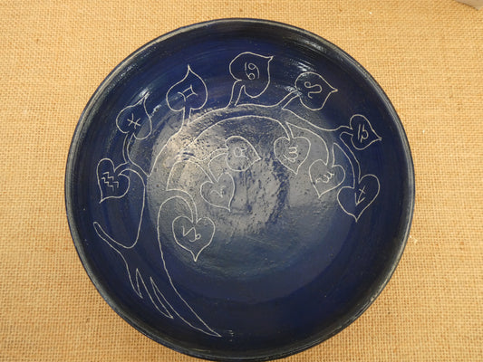 083 Cobalt glazed spaghetti bowl